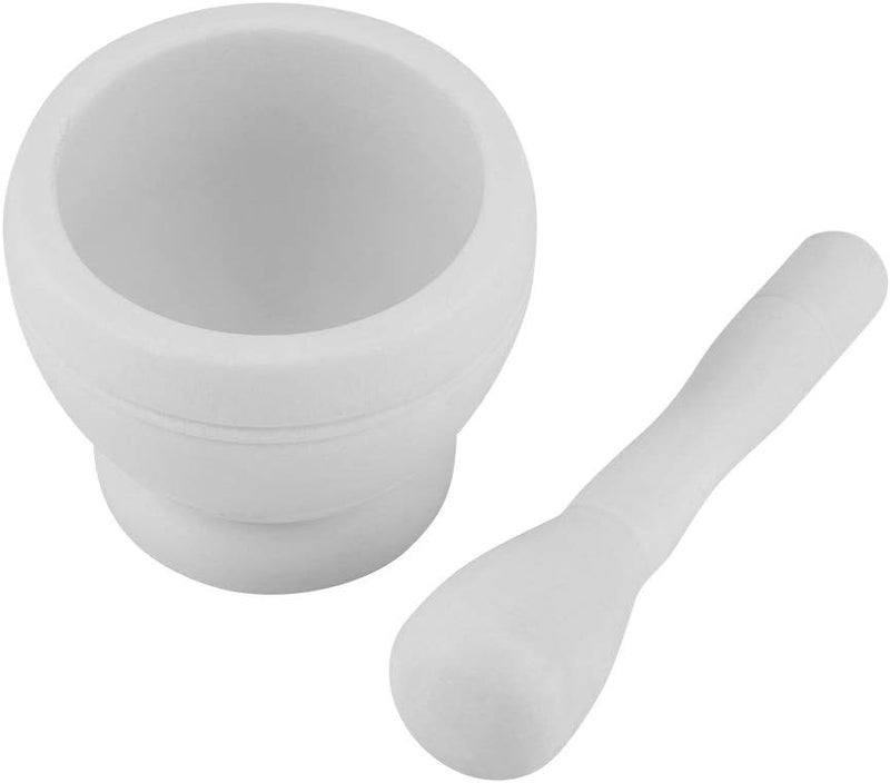 Mortar Pestle Set, Plastic Manual Garlic Grinder Spices Herbs Mortar Pestle Set Handmade Marble Mortar and Pestle for Home Kitchen (White) - Image 1