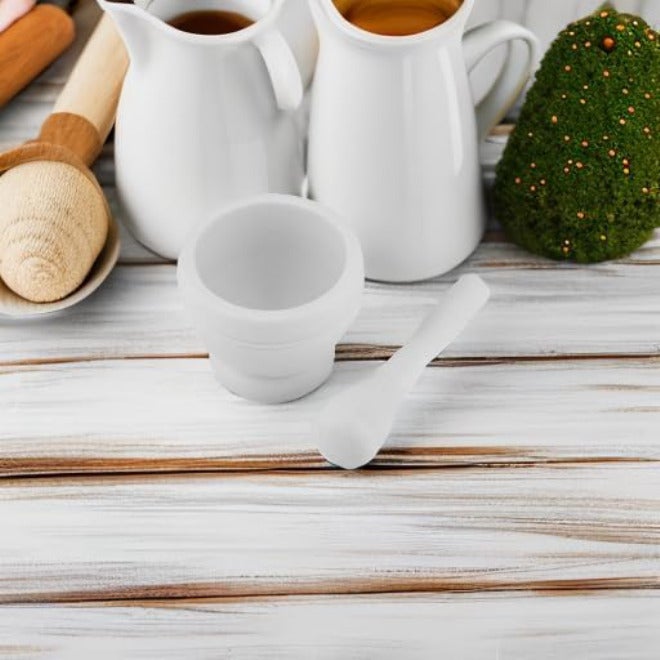 Mortar Pestle Set, Plastic Manual Garlic Grinder Spices Herbs Mortar Pestle Set Handmade Marble Mortar and Pestle for Home Kitchen (White) - Image 5