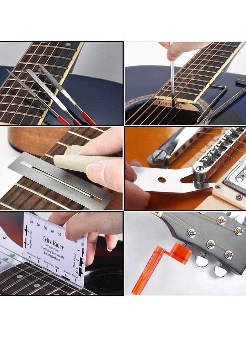 Generic 26-in-1 Complete Guitar Repairing Tool Kit for Guitar Ukulele Bass Mandolin Banjo Cleaning Maintenance Accessories Set with Carry Case Organizer Action Ruler Gauge Measuring Tool  - Image 5