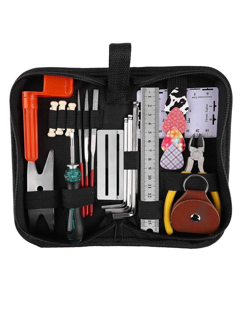 Generic 26-in-1 Complete Guitar Repairing Tool Kit for Guitar Ukulele Bass Mandolin Banjo Cleaning Maintenance Accessories Set with Carry Case Organizer Action Ruler Gauge Measuring Tool  - Image 2