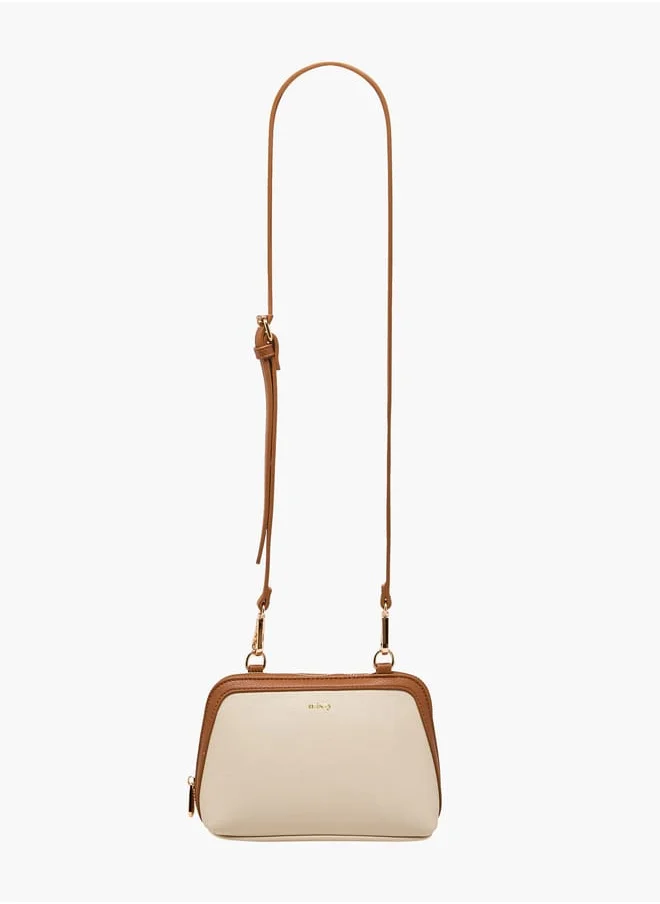 MISSY Women Panelled Crossbody Bag with Detachable Strap and Zip Closure