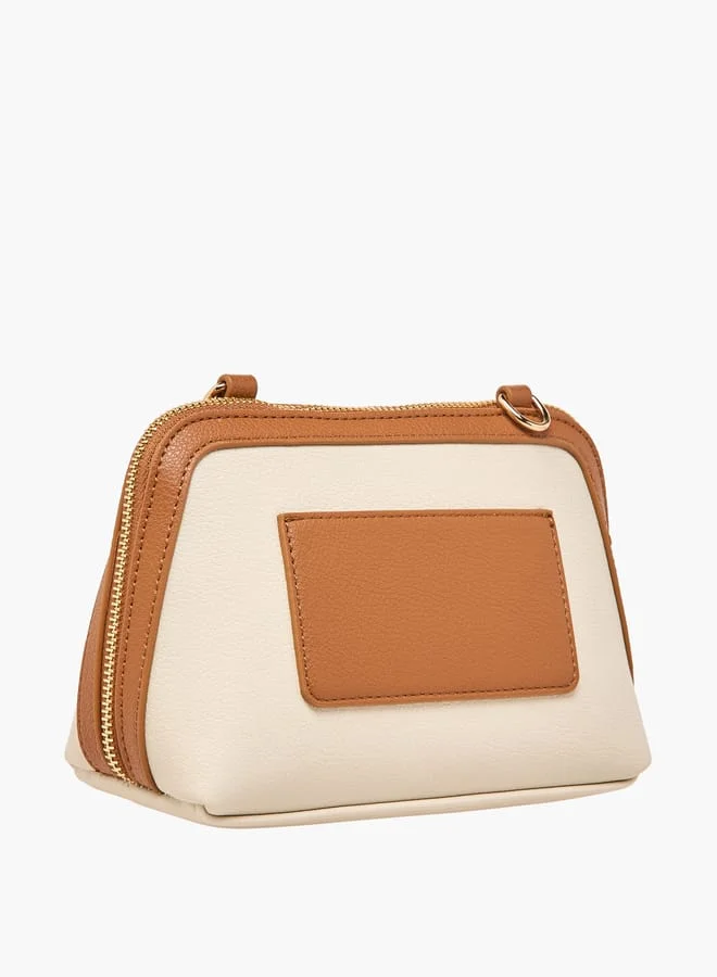 MISSY Women Panelled Crossbody Bag with Detachable Strap and Zip Closure