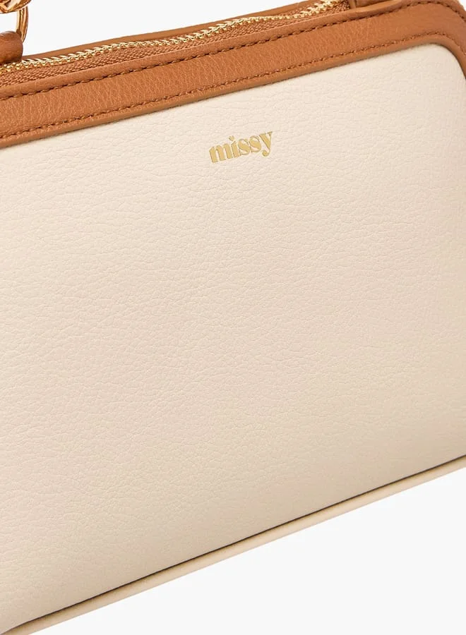 MISSY Women Panelled Crossbody Bag with Detachable Strap and Zip Closure