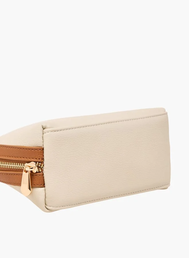 MISSY Women Panelled Crossbody Bag with Detachable Strap and Zip Closure