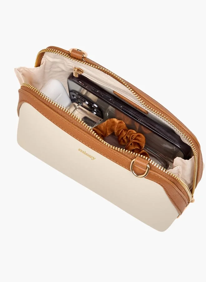 MISSY Women Panelled Crossbody Bag with Detachable Strap and Zip Closure