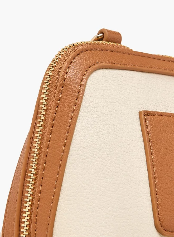 MISSY Women Panelled Crossbody Bag with Detachable Strap and Zip Closure
