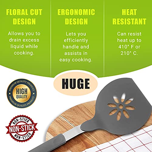 Homi Styles Jumbo Nylon Spatula, Non-Stick, and Dishwasher Safe - Ideal for Cooking, Flipping, and Serving, Great for Pancake Flipper, Egg Pancake Turner - 15 X 6.5 Inches Extra Large Spatula (Grey) - Image 5