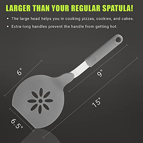 Homi Styles Jumbo Nylon Spatula, Non-Stick, and Dishwasher Safe - Ideal for Cooking, Flipping, and Serving, Great for Pancake Flipper, Egg Pancake Turner - 15 X 6.5 Inches Extra Large Spatula (Grey) - Image 3