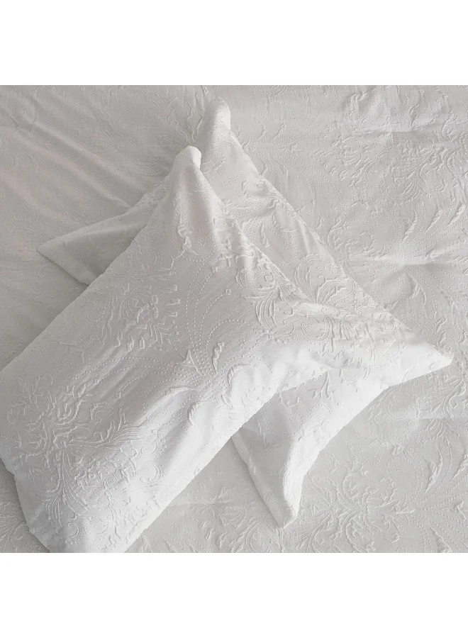 Home Box White Bliss 6-Piece Pattern Crep Microfiber BIAB King Comforter Set 240 x 220 cm