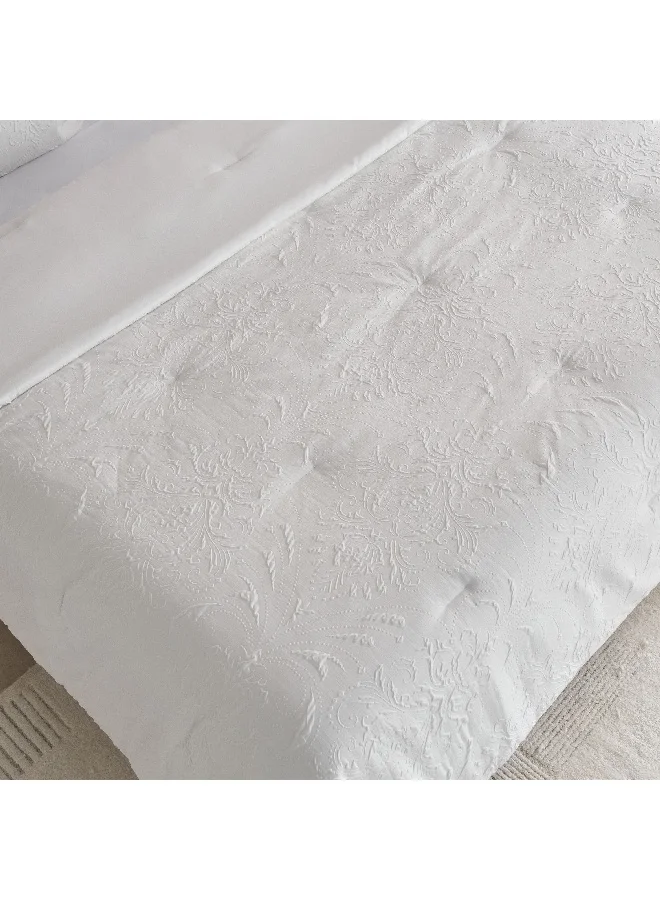 Home Box White Bliss 6-Piece Pattern Crep Microfiber BIAB King Comforter Set 240 x 220 cm