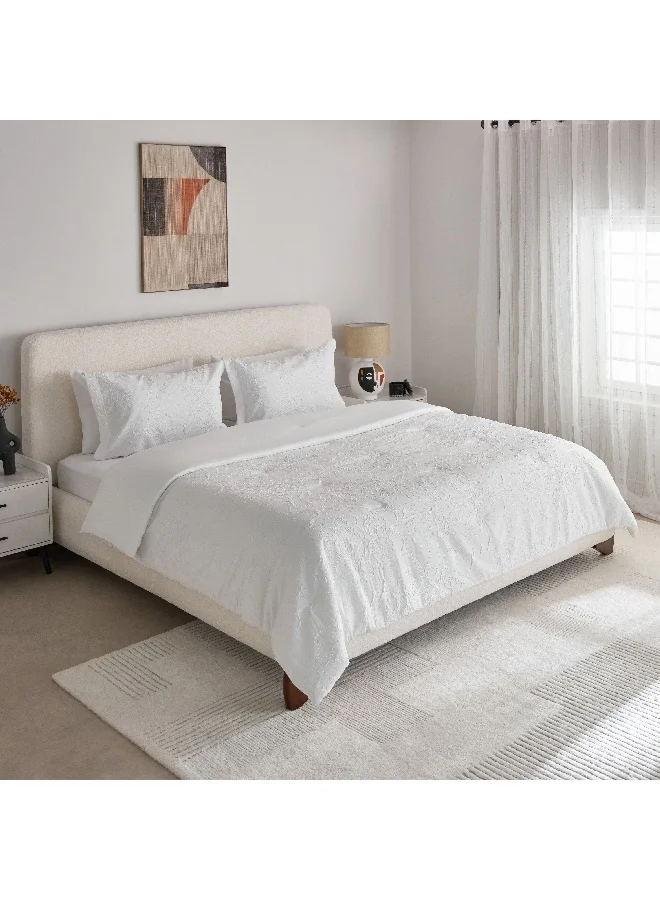 Home Box White Bliss 6-Piece Pattern Crep Microfiber BIAB King Comforter Set 240 x 220 cm