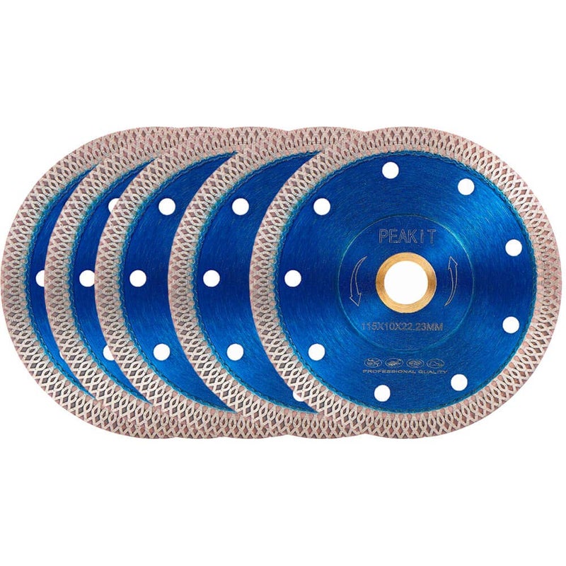 PEAKIT Fast Diamond Saw Blade 4.5 Inch 5 Pack Tile Grinder Blade for Ceramics Porcelain Granite Marble Dry Wet Tile Cutter - Image 1