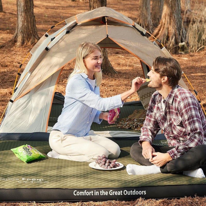 CYMULA 4-inch Self-inflating Camping Pad, 79"x 52"x 4" Ultra-Thick Double Sized Sleeping Mattress, Inflatable Foam Pads for Camp with Air Pump Sack, Suitable for Adults, Backpacking Travel, Army Green - Image 5