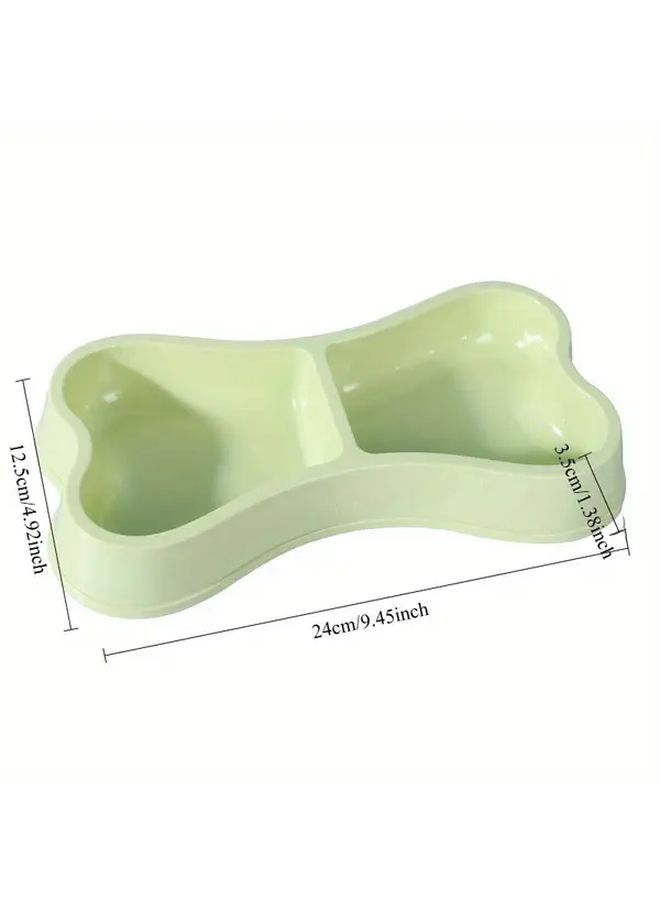 1 Double Bowl Dog Dish Set Grey Non Slip Bone Shape Design 9 45 x 4 92 x 1 38 Inch - Image 2