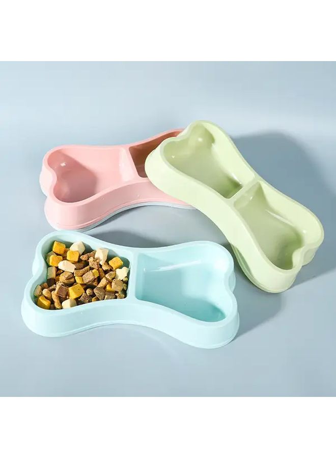 1 Double Bowl Dog Dish Set Grey Non Slip Bone Shape Design 9 45 x 4 92 x 1 38 Inch - Image 1