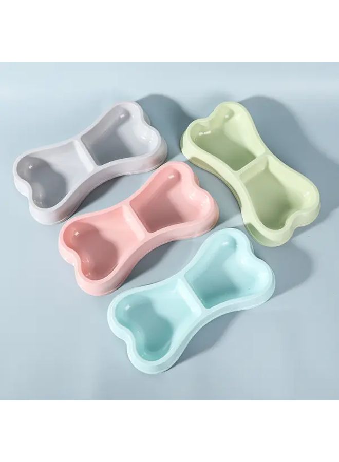 1 Double Bowl Dog Dish Set Grey Non Slip Bone Shape Design 9 45 x 4 92 x 1 38 Inch - Image 4