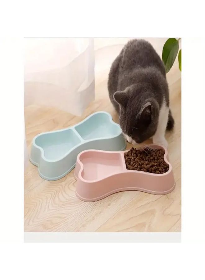 1 Double Bowl Dog Dish Set Grey Non Slip Bone Shape Design 9 45 x 4 92 x 1 38 Inch - Image 3