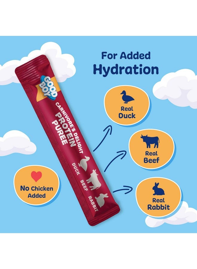 جود بوي مزيج طعام الكلاب من GOOD BOY Carnivore's Delight Protein Purees لجميع الكلاب البالغة، 10 قطع، سهلة الاستخدام، وجبة فردية بثلاث نكهات، مع البط ولحم البقر والأرنب - Image 3