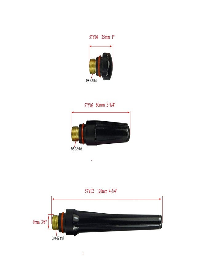 RIVERWELD أغطية خلفية قصيرة من ريفر ويلد TIG طراز 57Y04، متوافقة مع شعلات لحام TIG طراز QQ300 PTA DB SR WP 17 18 26، عبوة من 5 قطع - Image 2