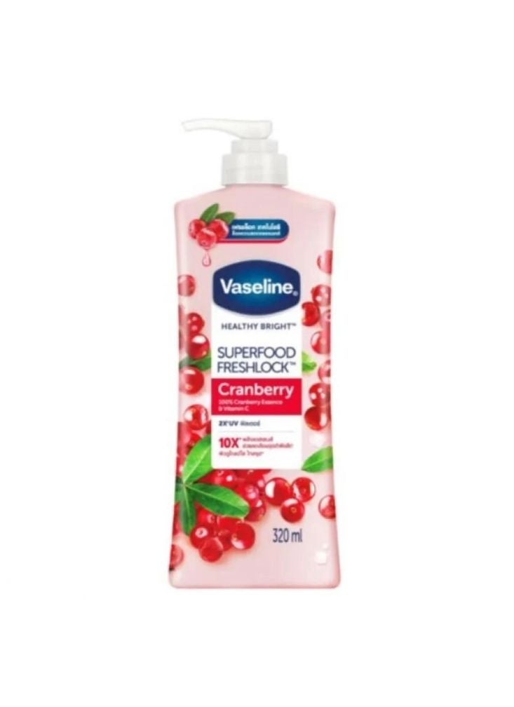 Vaseline Healthy Bright Superfood Freshlock Cranberry Body Lotion (320ml) - 10X Vitamin C - Image 1