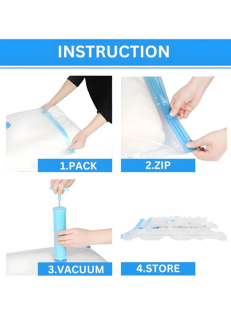 8 Pack Vacuum Storage Bags, Space Saver Vacuum Bags (2 Extra Large 120x100cm,3 Large 70x100cm, 3 Medium 60x80cm) for Clothes,Comforters, Blankets, Pillows Compression Bag with Travel Hand Pump  - Image 3
