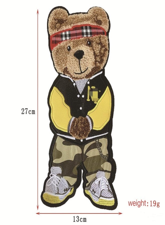 JRYYR 27cm*13cm Camouflage Bear Embroidery Patch, Applique, Cartoon Animal Chenille Patch Applique, Suitable for Decorative Clothing, Sweater, Home Textile, Backpack Patch, Applique. (Style 9) - Image 2