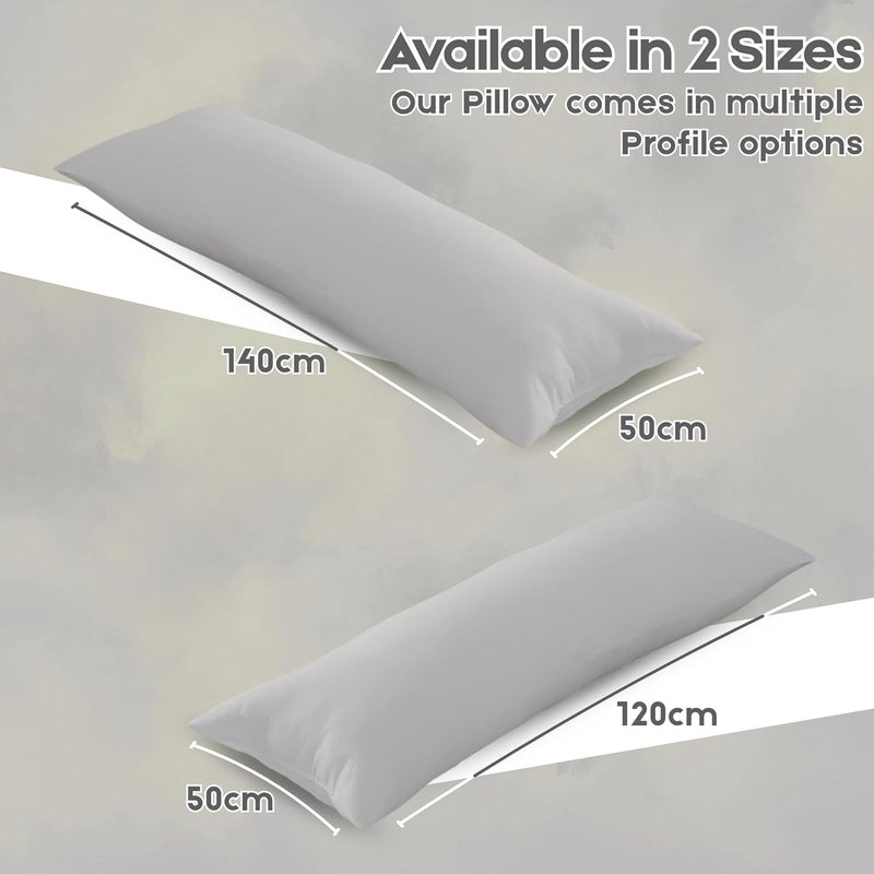 OSBED Soft & Comfy Long Body Pillow for Side Sleepers - 50 x 140cm, Light Grey - Image 2