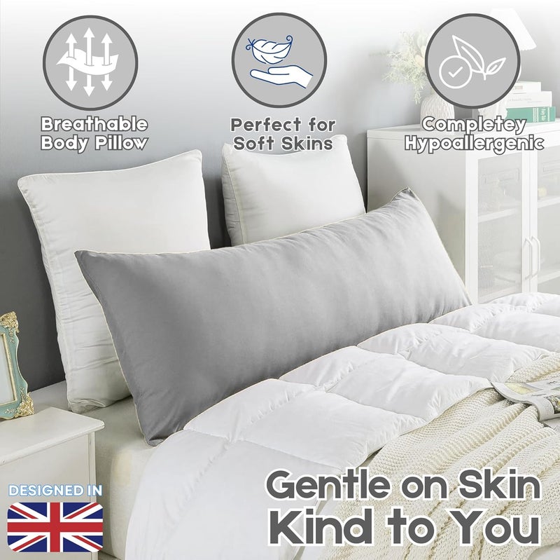 OSBED Soft & Comfy Long Body Pillow for Side Sleepers - 50 x 140cm, Light Grey - Image 4