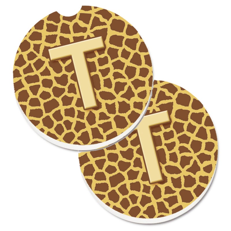 كارولينز تريجرس "" Caroline's Treasures Monogram Tres Oriulal T Giraffe مجموعة من 2 كوب من الوقايات CJ1025-TCARC 2.56 متعددة الألوان " 