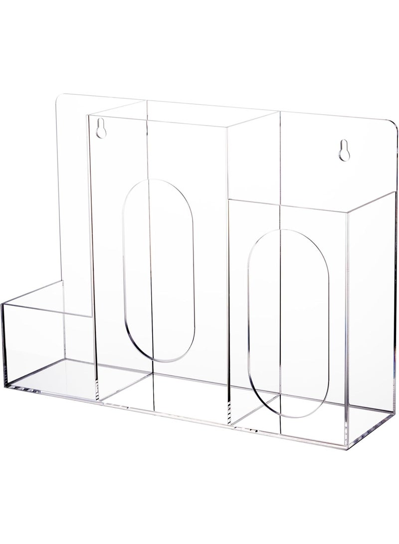Slasa SLASA Wall Mounted PPE Dispenser Organizer – 3 Compartments (35 x 26 x 9.5 cm), Acrylic Holder for Masks, Gloves, Sanitizer – Clear Hygiene Box for Hospital, Clinic, Office  - Image 4