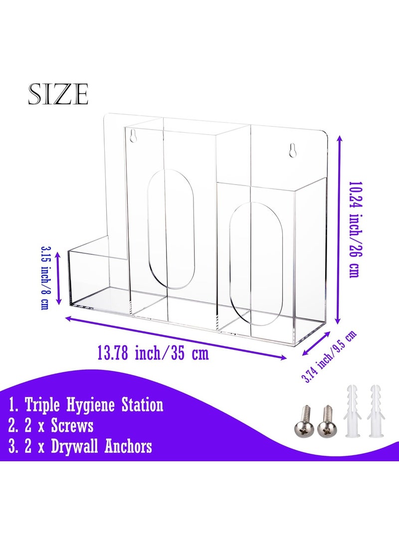 Slasa SLASA Wall Mounted PPE Dispenser Organizer – 3 Compartments (35 x 26 x 9.5 cm), Acrylic Holder for Masks, Gloves, Sanitizer – Clear Hygiene Box for Hospital, Clinic, Office  - Image 5