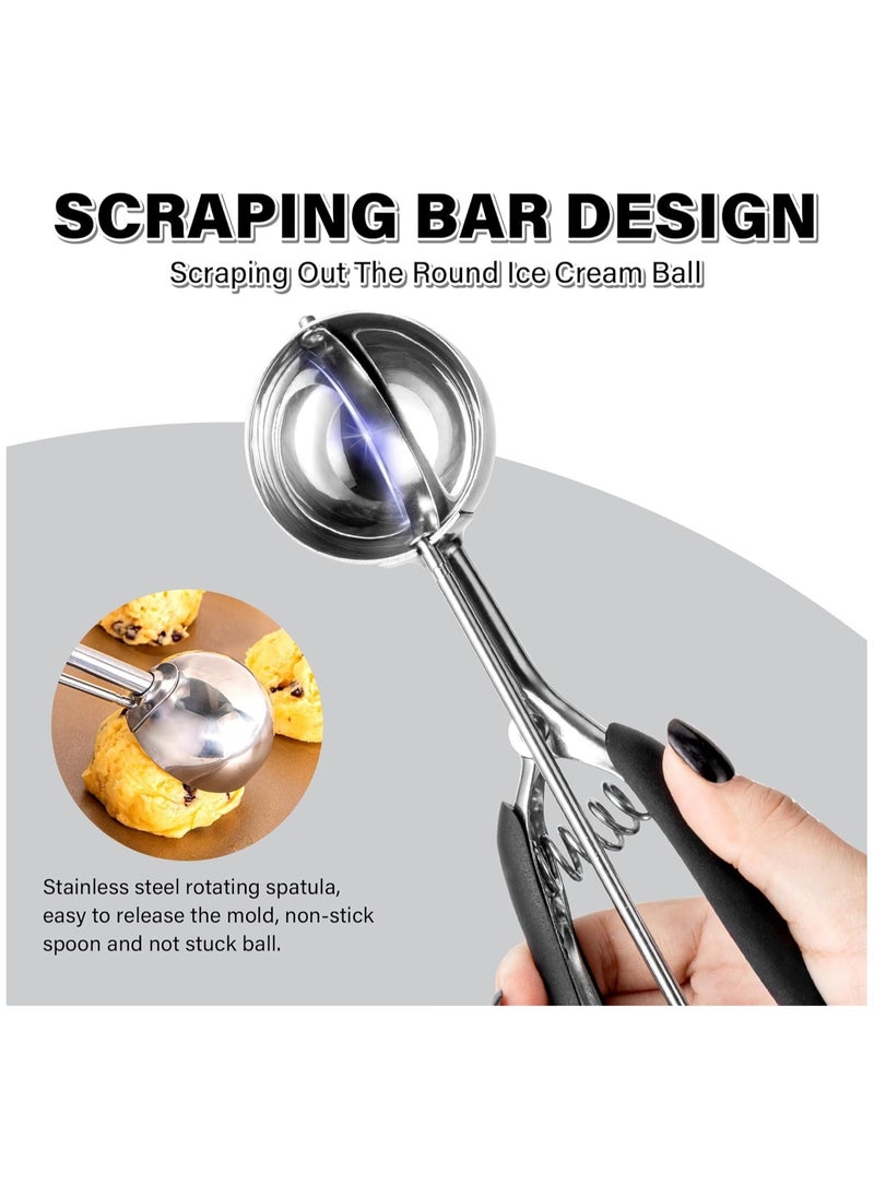 Bukela Large Cookie Scoop 3 Tbsp, Professional Big Ice Cream Scoop Stainless Steel 50MM, Cookie Dough Cupcake Muffin Scoop for Baking, Good Soft Grips, Quick Trigger Release, 45ml (3 Tablespoon)  - Image 2