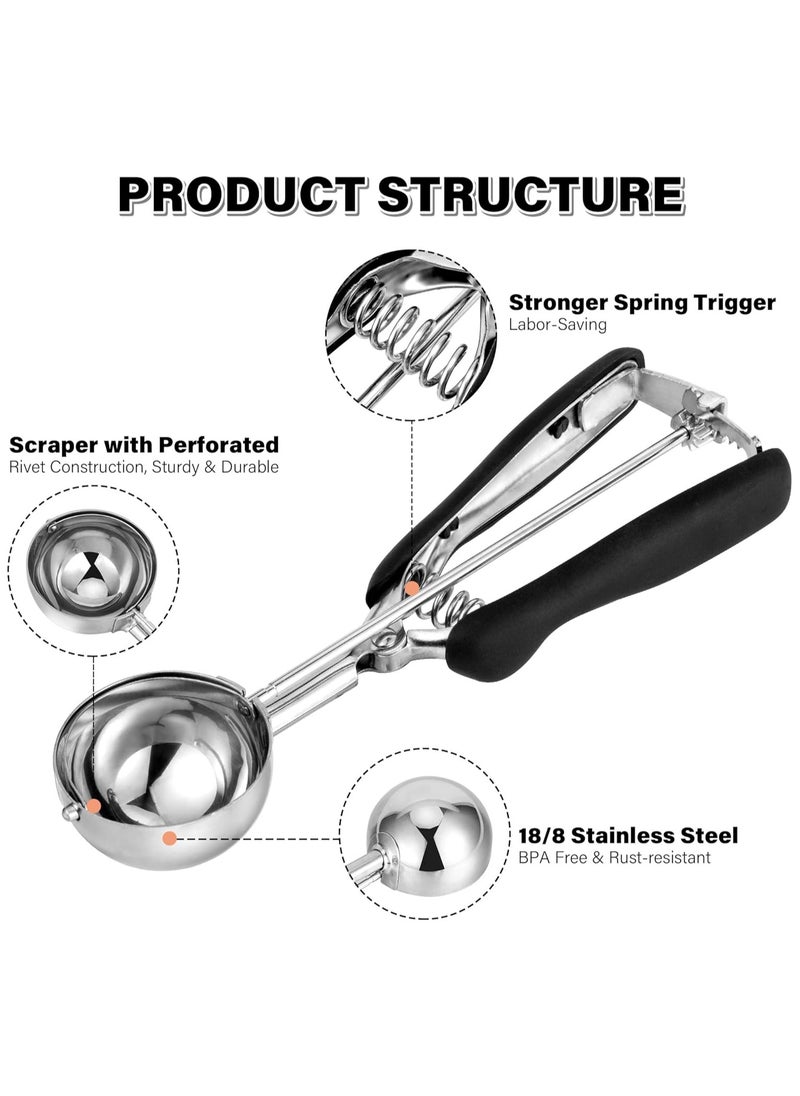 Bukela Large Cookie Scoop 3 Tbsp, Professional Big Ice Cream Scoop Stainless Steel 50MM, Cookie Dough Cupcake Muffin Scoop for Baking, Good Soft Grips, Quick Trigger Release, 45ml (3 Tablespoon)  - Image 3