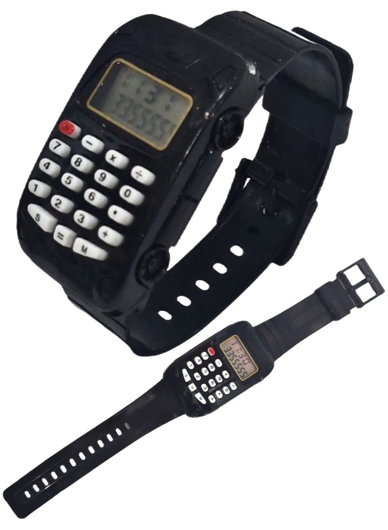 Kids rubber strap calculator digital colored wrist watch