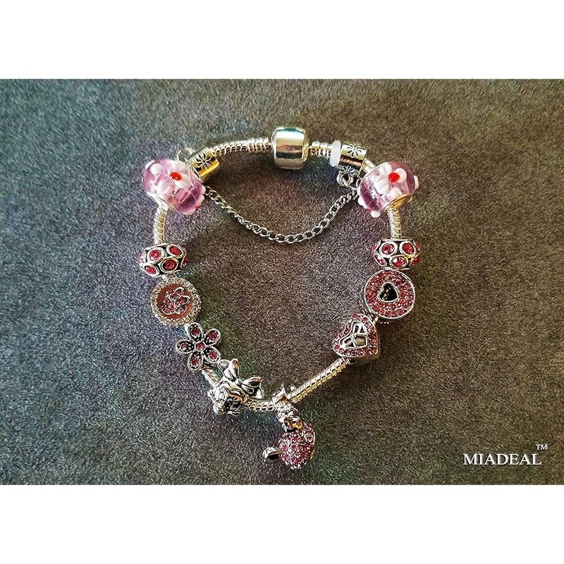 MIADEAL Mouse Theme Pink Charms Bracelet, Fits Pandora, Womens DIY Costume Jewelry - Image 3