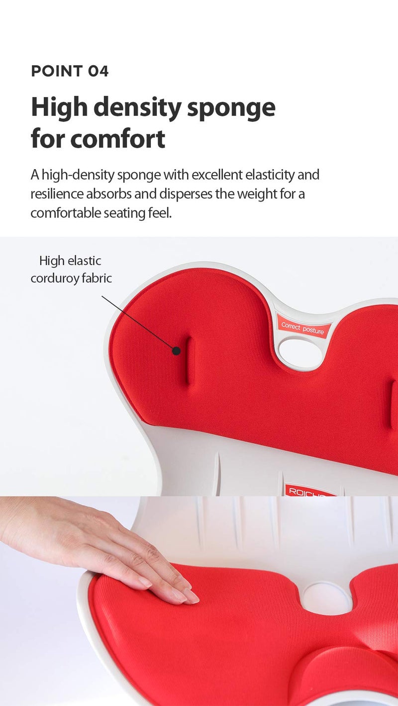 Roichen Chair for Ladies (Medium), Red, Posture Correction Chair, Lumbar Support, Back & Waist Support - Image 3