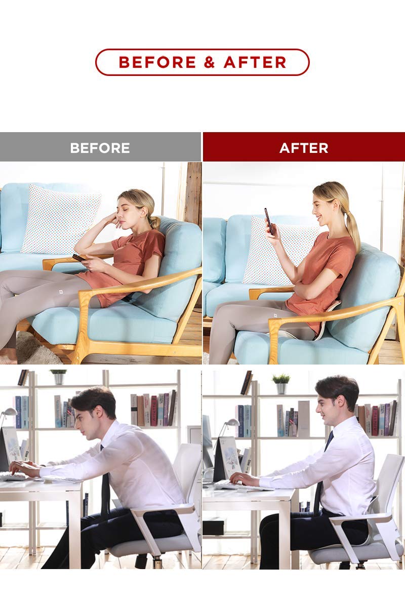 Roichen Chair for Ladies (Medium), Red, Posture Correction Chair, Lumbar Support, Back & Waist Support - Image 2