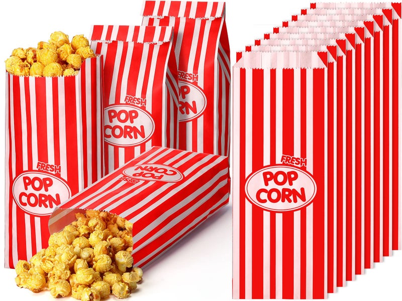 Sherr 1000 Pcs 2oz Popcorn Bags Bulk Carnival Circus Party Favors Retro Red and White Stripes Disposable Popcorn Bags for Party Movie Theater Circus Carnival Festivals Supplies