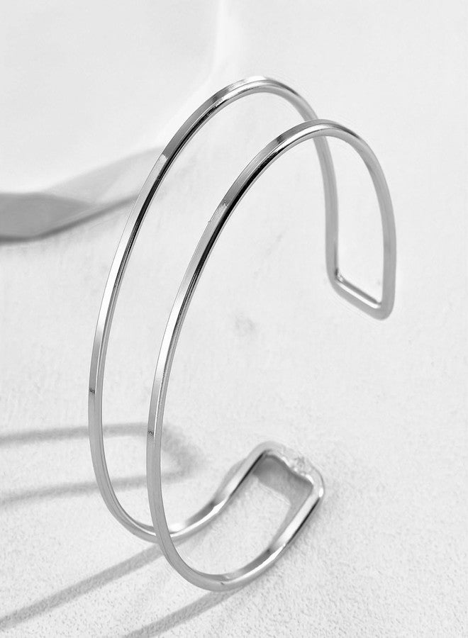 ZMANYIJEW Minimalist Arm Cuff Gold Cuff Upper Arm Bracelet Dainty Layered Bangle Jewelry for Women (silver-C) - Image 4