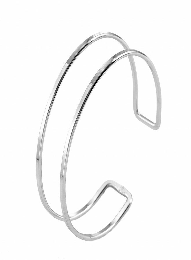 ZMANYIJEW Minimalist Arm Cuff Gold Cuff Upper Arm Bracelet Dainty Layered Bangle Jewelry for Women (silver-C) - Image 1
