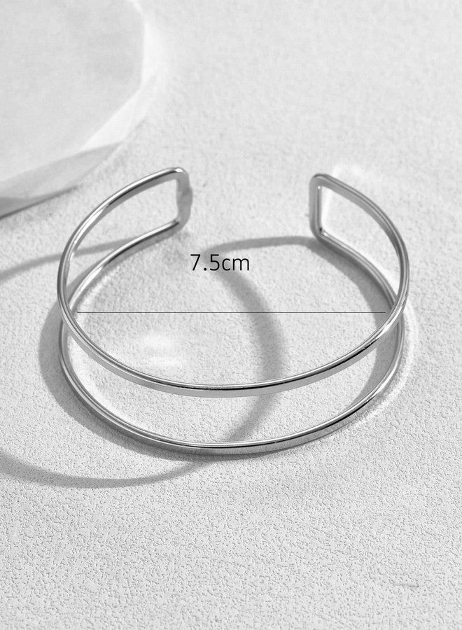 ZMANYIJEW Minimalist Arm Cuff Gold Cuff Upper Arm Bracelet Dainty Layered Bangle Jewelry for Women (silver-C) - Image 5