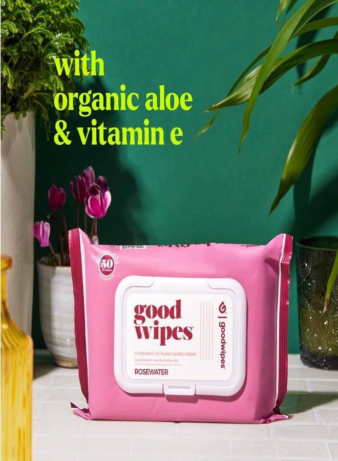 goodwipes Flushable Butt Wipes - Vitamin E & Aloe - Sewer & Septic Safe - Extra Large Adult Wet Wipes For Women & Men - Bathroom Essentials - Rosewater, 318 Count (6 Packs + 1 Travel) - Image 3