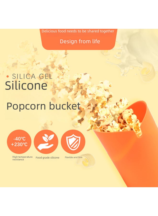 Spot Silicone Folding Popcorn Bowl Household Microwave Popcorn Cup Food Grade Popcorn Bucket-Specifications:110mm-Color:Orange - Image 4