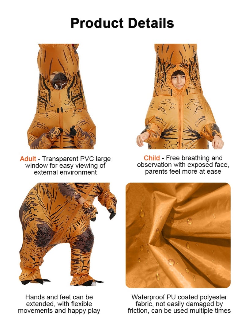 تابيت زي الديناصور قابل للنفخ للبالغين ، زي الديناصور T-Rex لعب الأدوار ، مهرجان بارك هالوين بار زي حزب الدعائم للرجال والنساء 1.5-1.9m (بني) - Image 5