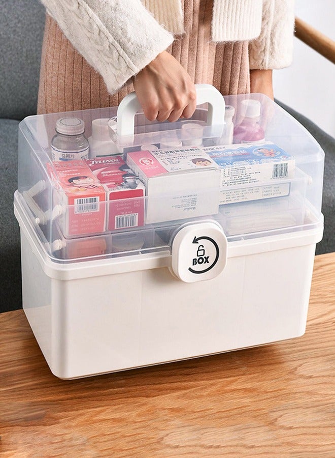 FLYROAD Pill Box Plastic Medicine Organizer Family Emergency Pill Box Childproof Pill Box Pill Box Organizer with Compartments and Handles - Image 1