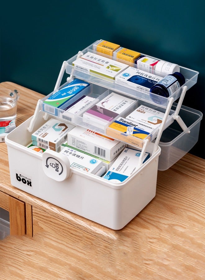 FLYROAD Pill Box Plastic Medicine Organizer Family Emergency Pill Box Childproof Pill Box Pill Box Organizer with Compartments and Handles - Image 3