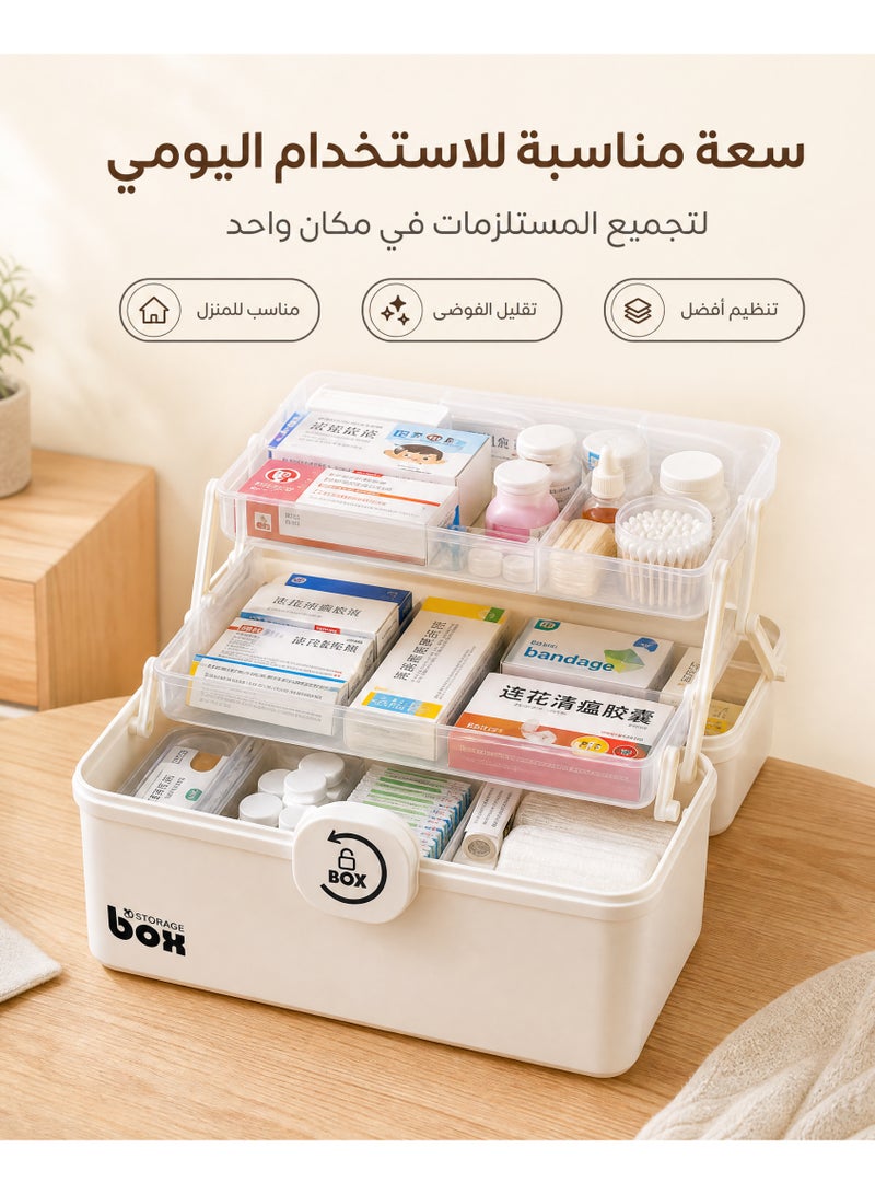 FLYROAD Pill Box Plastic Medicine Organizer Family Emergency Pill Box Childproof Pill Box Pill Box Organizer with Compartments and Handles - Image 3