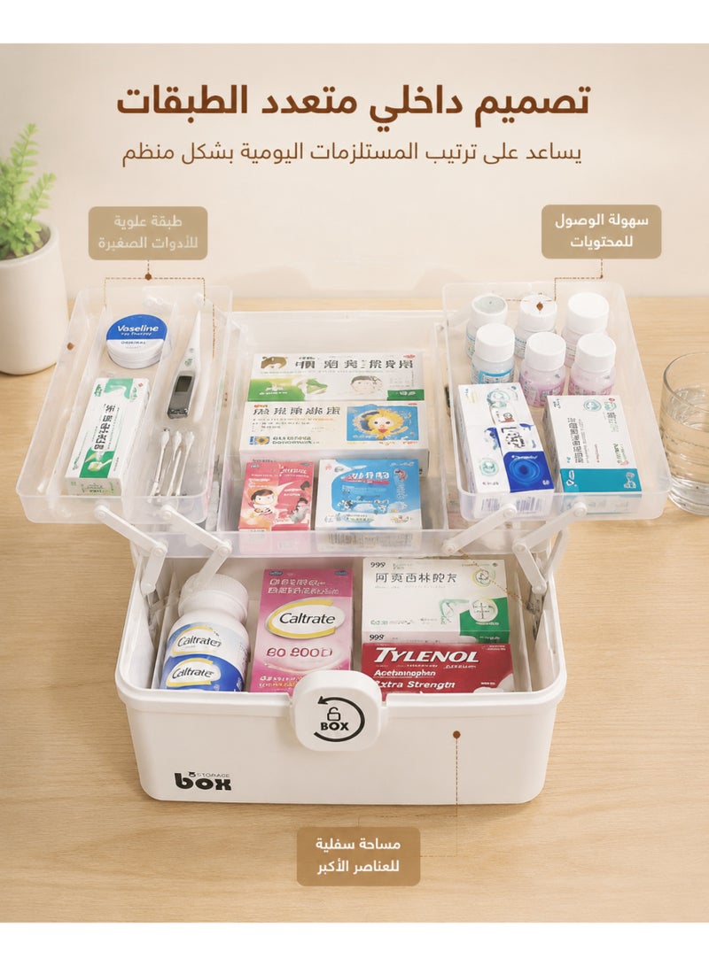 FLYROAD Pill Box Plastic Medicine Organizer Family Emergency Pill Box Childproof Pill Box Pill Box Organizer with Compartments and Handles - Image 2