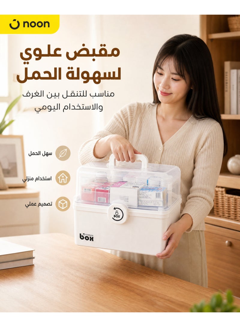 FLYROAD Pill Box Plastic Medicine Organizer Family Emergency Pill Box Childproof Pill Box Pill Box Organizer with Compartments and Handles - Image 5