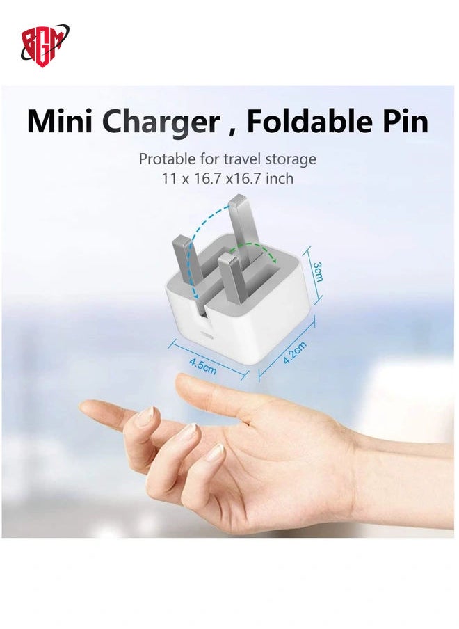 BGM - 20W Foldable Fast Charging Wall Adapter Compatible with Apple iPhone 12 Pro Max/11 Pro Max/SE, iPad - Image 1